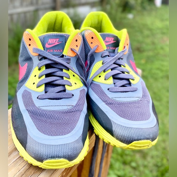 Nike Air Max Lunarlon Trainers Shoes Grey Orange  size 10.5 - Picture 15 of 17